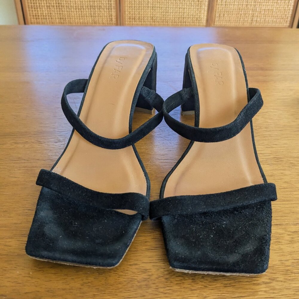 BY FAR Tanya Black Suede Sandals